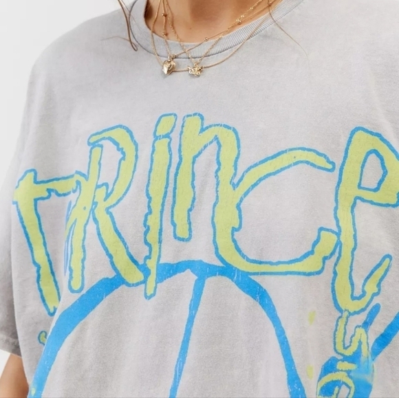 UO Prince Sign O' The Times 1987 Album Baggy Tee in Distressed Gray Sz L/XL NWT - Picture 5 of 9